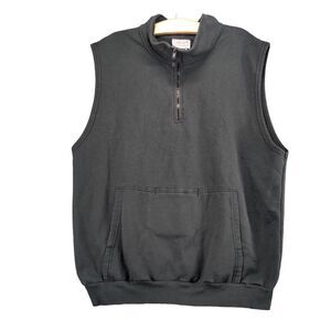 Vintage Huzu 1/4 Zip Sleeveless Vest Size XXL Black Made in USA